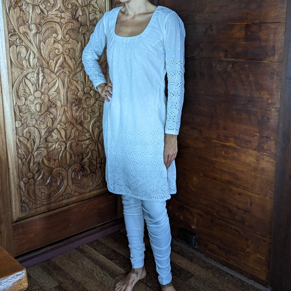 White Indian Punjabi dress +  pants mix and mach